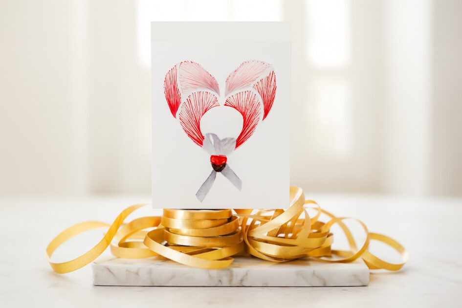 Herz, Liebe, Marmor, goldene Bänder, Grußkarte, Fadendesign,