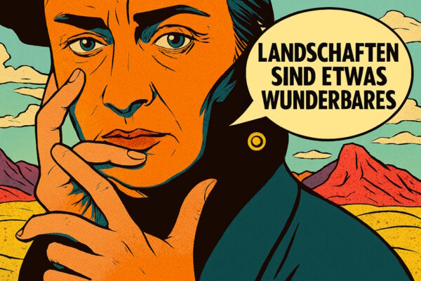 Georgia O’Keeffe, Wüste, Berge, Landschaft, Comic,