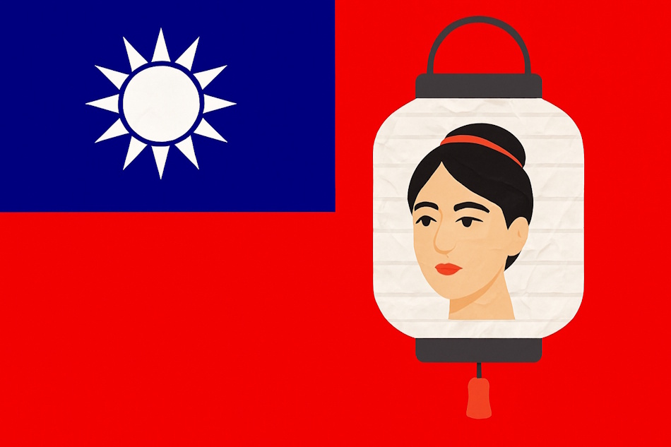 Flagge Taiwan, Taiwan, Fahne, Papierlaterne, Frauenkopf, weiße Papierlaterne,