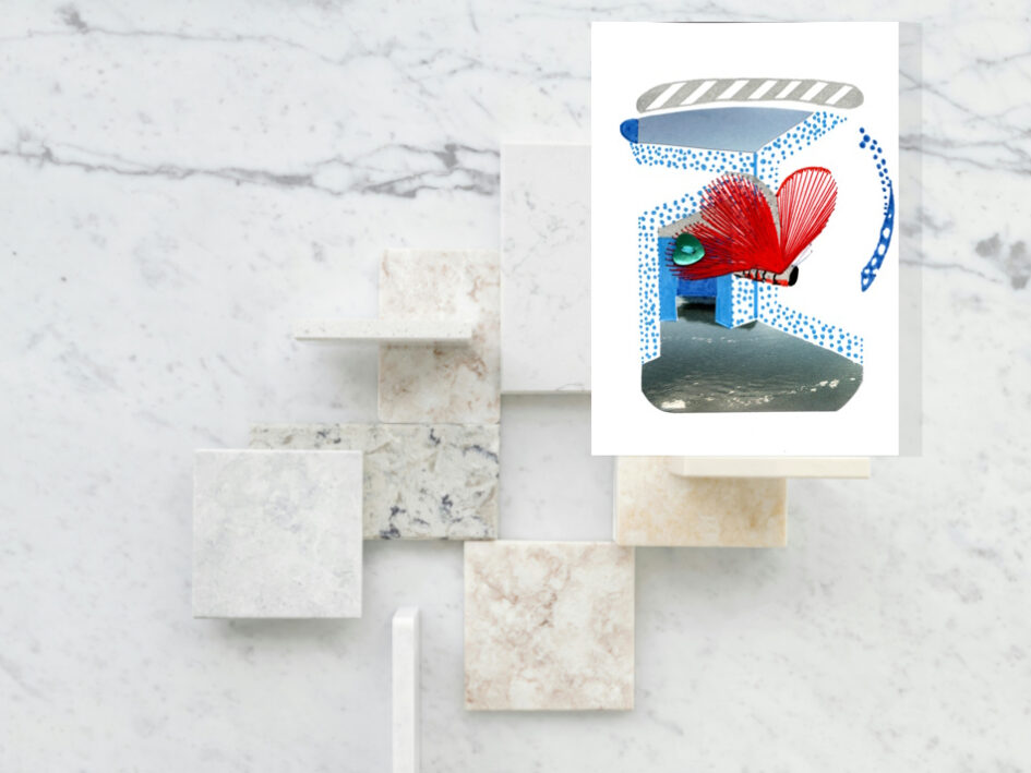 Grußkarte, Fadendesign, Marmor, weiß, Fliesen, Jugendstil,