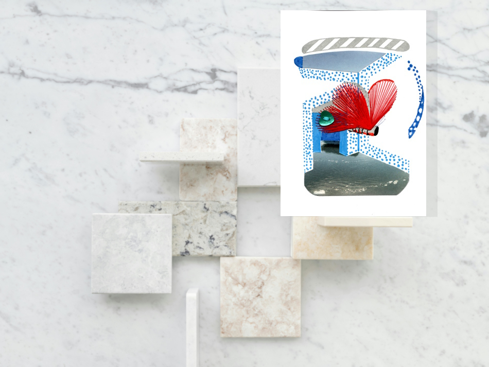 Grußkarte, Fadendesign, Marmor, weiß, Fliesen, Jugendstil,