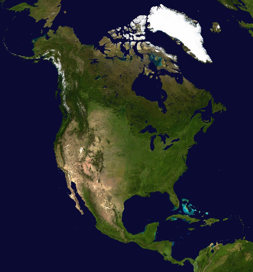 Nordamerika (Satellitenbild), Gemeinfrei