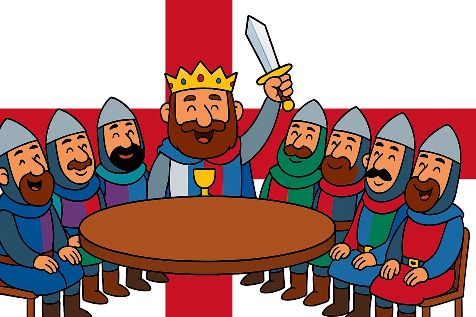 Fahne von England, englische Flagge, Artus, Tafelrunde, Cartoon,