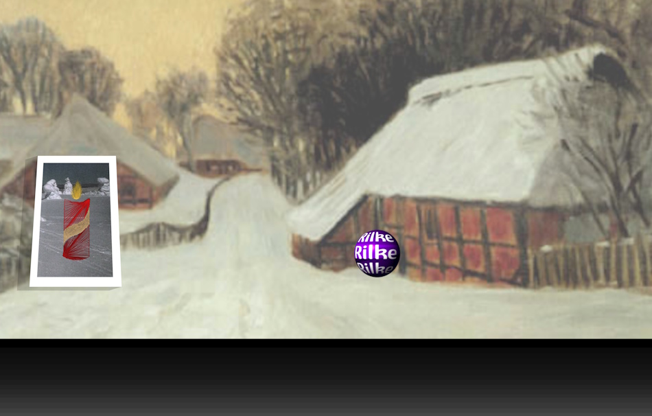 Hans am Ende, Winter in Worpswede, Impressionismus, Häuser, Grußkarte, Fadendesign