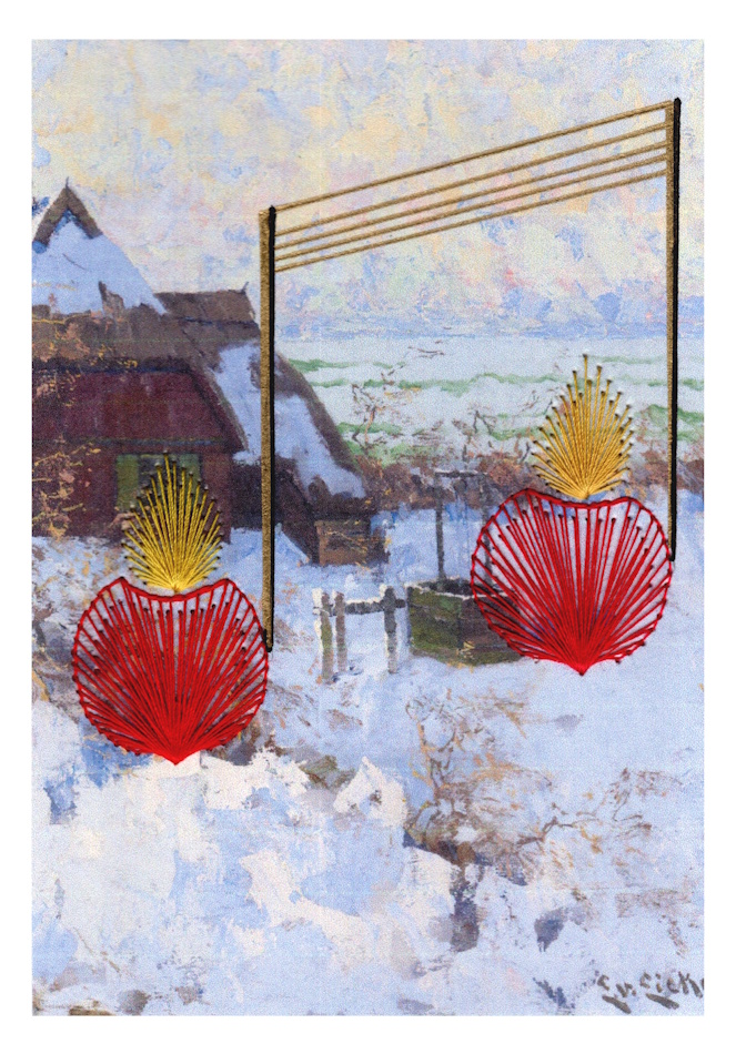 Designerkarte, Designer Karte, Grafik, Kunst, Fadenbild, Fadengrafik, kunstvoll, exklusive Faltkarte, Faltkarte, Grußkarte, Fadentechnik, moderne Kunst, Design, Tafelbild, Kerzen, Musiknote,