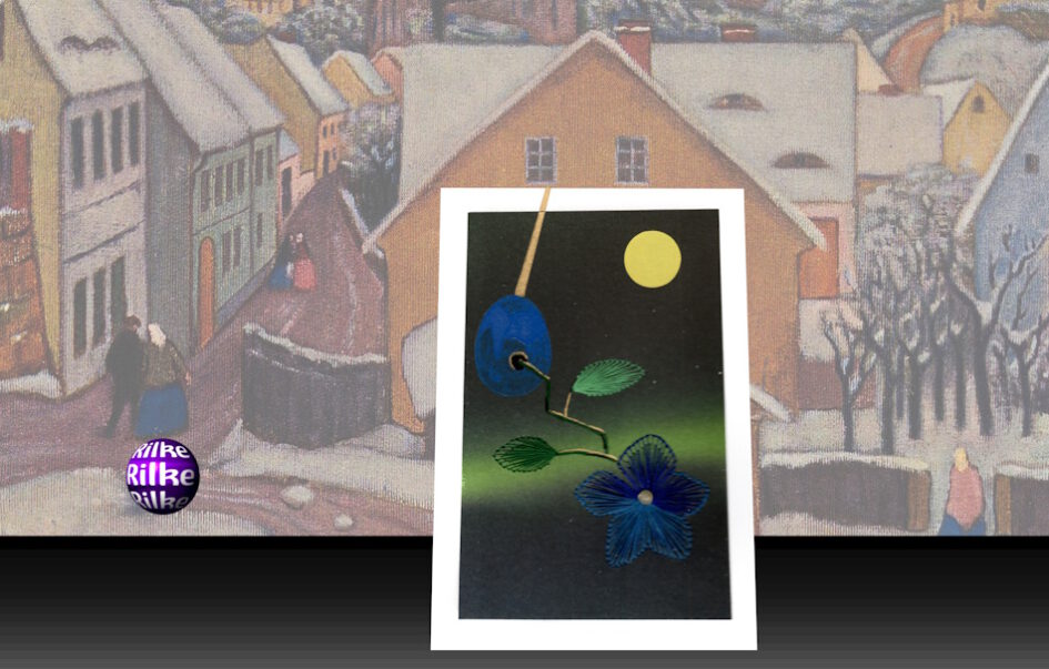 Emil Orlik, Seestudie, Winter in Auscha, Grußkarte, Fadendesign,
