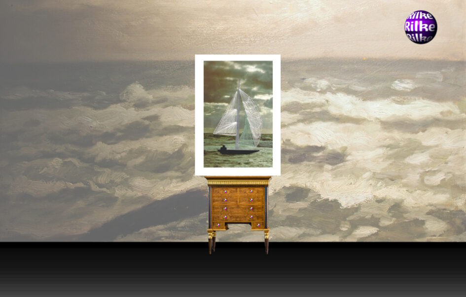 Fritz Overbeck, Seestudie, Impressionismus, Grußkarte, Fadendesign,