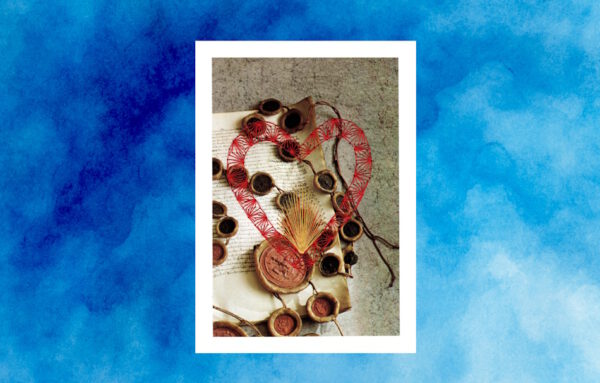 Blau, Aquarell, Grußkarte, Fadengrafik, Fadendesign