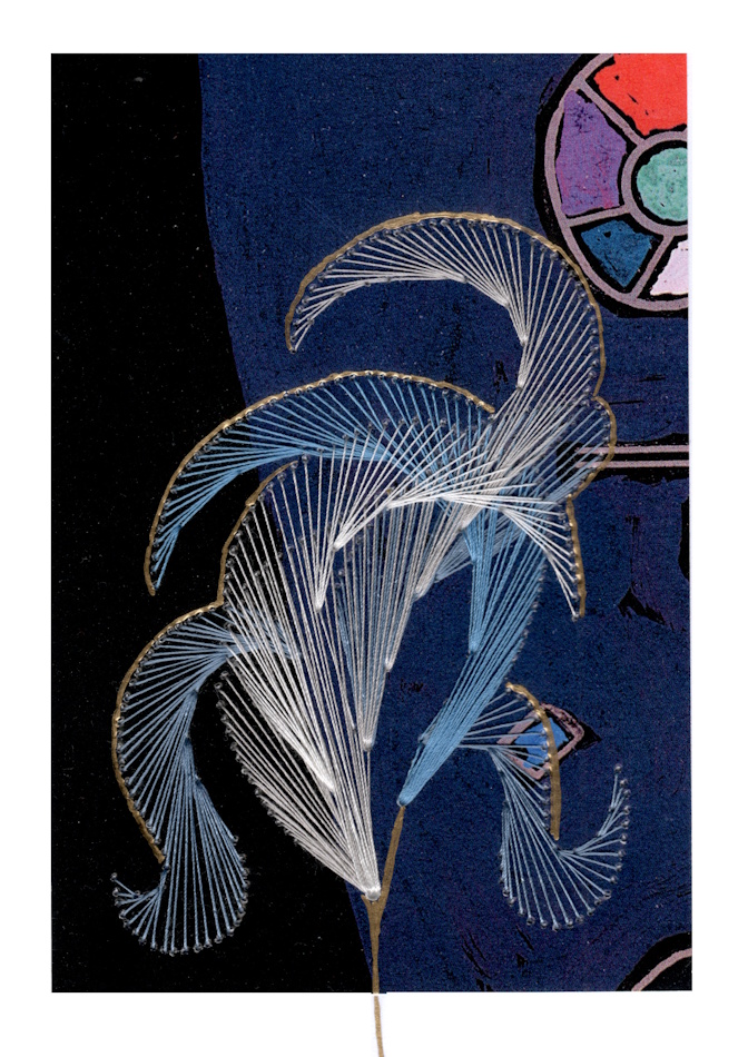 Designerkarte, Designer Karte, Grafik, Kunst, Fadenbild, Fadengrafik, kunstvoll, exklusive Faltkarte, Faltkarte, Grußkarte, Fadentechnik, moderne Kunst, Design, Tafelbild, Wassily Kandinsky,