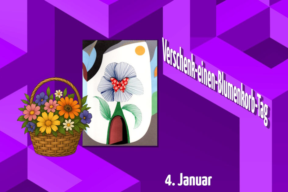 violett, Grafik, Geometrie, Grußkarte, Fadendesign, Blumenkorb, blaue Blume,