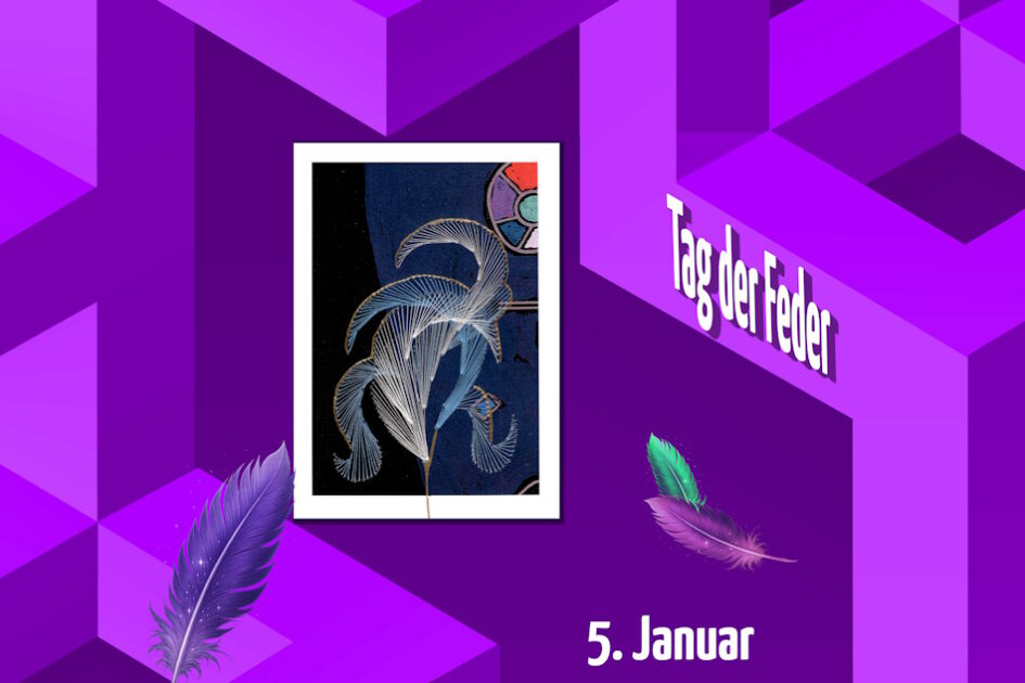 violett, Grafik, Geometrie, Grußkarte, Fadendesign, Kunstkalender, Grußkarte, Feder, violette Feder, magische Feder, türkise Feder,