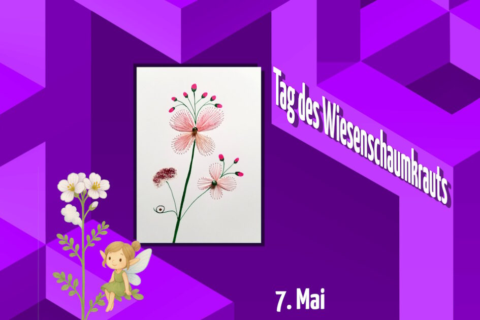 violett, Grafik, Geometrie, Herz, Grußkarte, Fadendesign, Elfe, Wiesenschaumkraut,