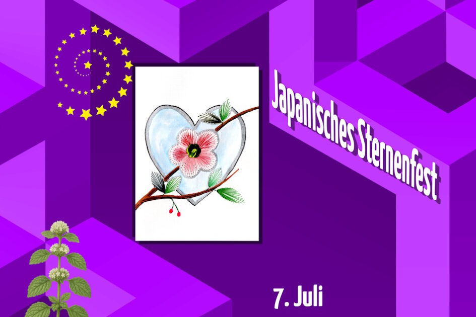 violett, Grafik, Geometrie, Grußkarte, Fadendesign, Sternspirale, Kirschblüte,