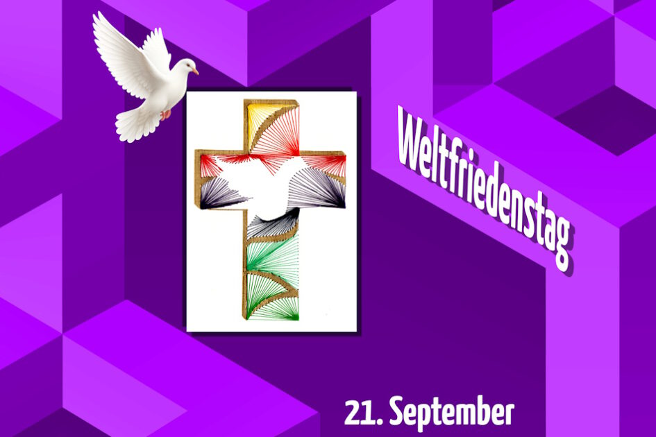 violett, Grafik, Geometrie, Herz, Grußkarte, Fadendesign, Taube, weiße Taube, Friedenstaube, fliegende Taube,