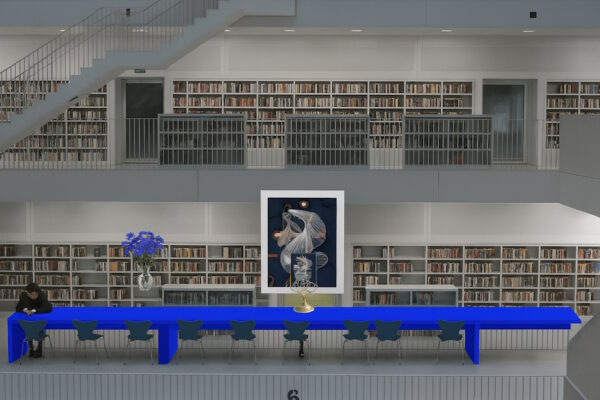Grußkarte, Fadendesign, Bibliothek, Asterblumen, Glas Vase,