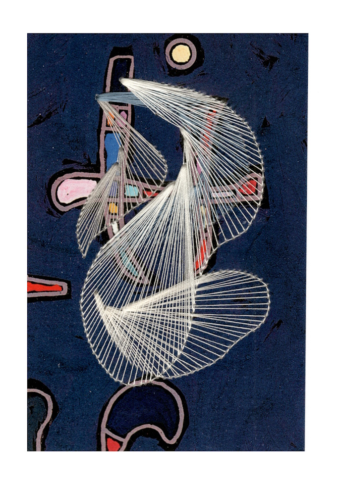 Designerkarte, Designer Karte, Grafik, Kunst, Fadenbild, Fadengrafik, kunstvoll, exklusive Faltkarte, Faltkarte, Grußkarte, Fadentechnik, moderne Kunst, Design, Tafelbild, Wassily Kandinsky,