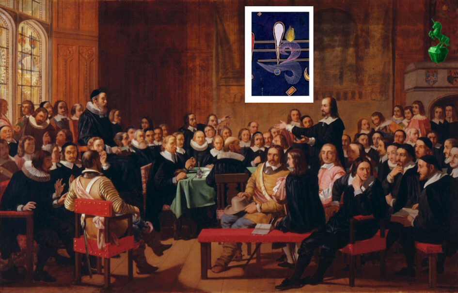 Grußkarte, Fadendesign, Schottland, Treffen von Theologen, Streitgespräch, Einhorn, Smaragd, Kartenhalter,