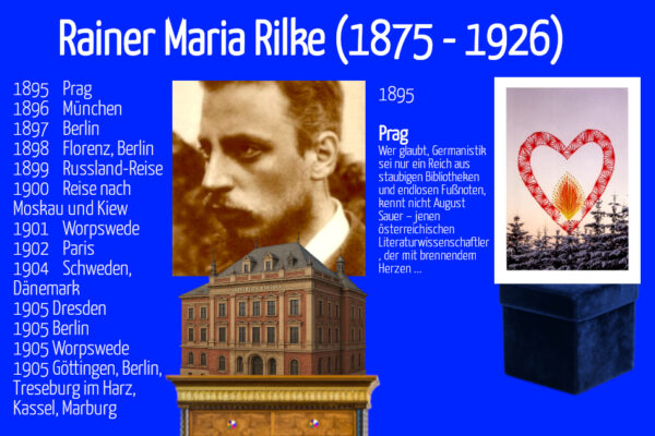Grußkarte, Fadendesign, Rainer Maria Rilke, Karls-Universität, Flaming Heart