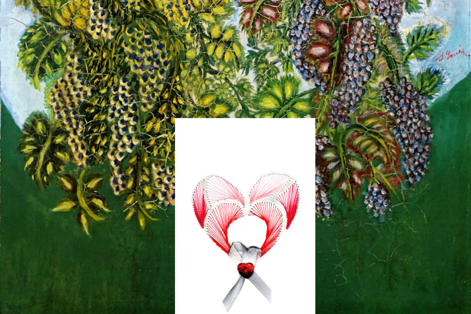 Grußkarte, Fadendesign, Gemälde von Seraphine Louis, Band an meinem Herzen,