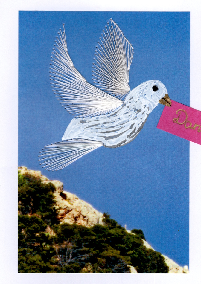 Grußkarte, Fadendesign, heller Raum, Kugellampe,