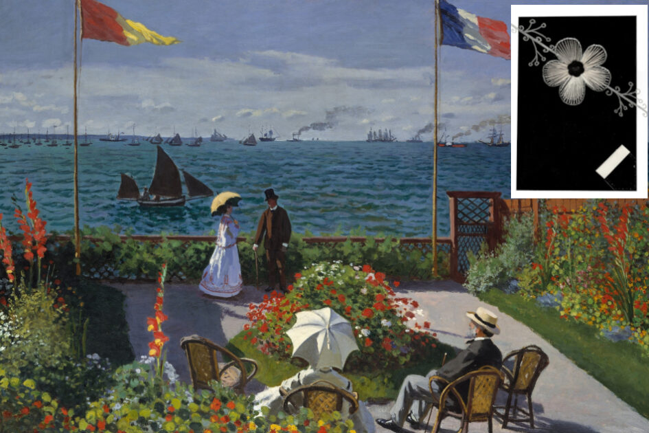 Grußkarte, Fadendesign, Impressionismus, Die Terrasse von Sainte-Adresse, Claude Monet
