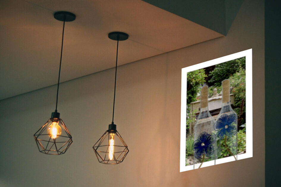 Grußkarte, Fadendesign, Lampen, warmes Licht, Zweisamkeit