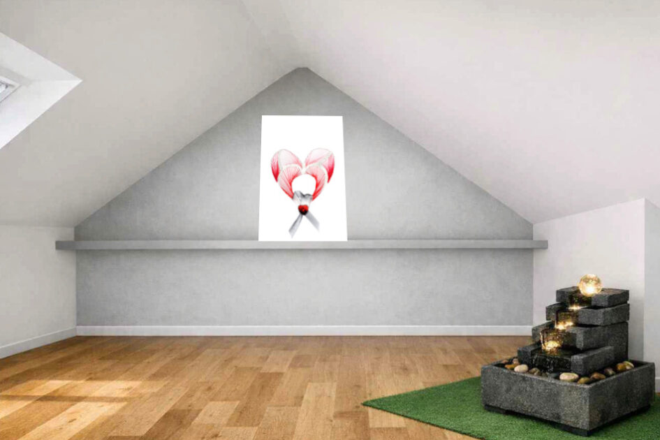 Grußkarte, Fadendesign, Zimmerbrunnen, Regalbrett, Band an meinem Herzen, grüner Teppich,